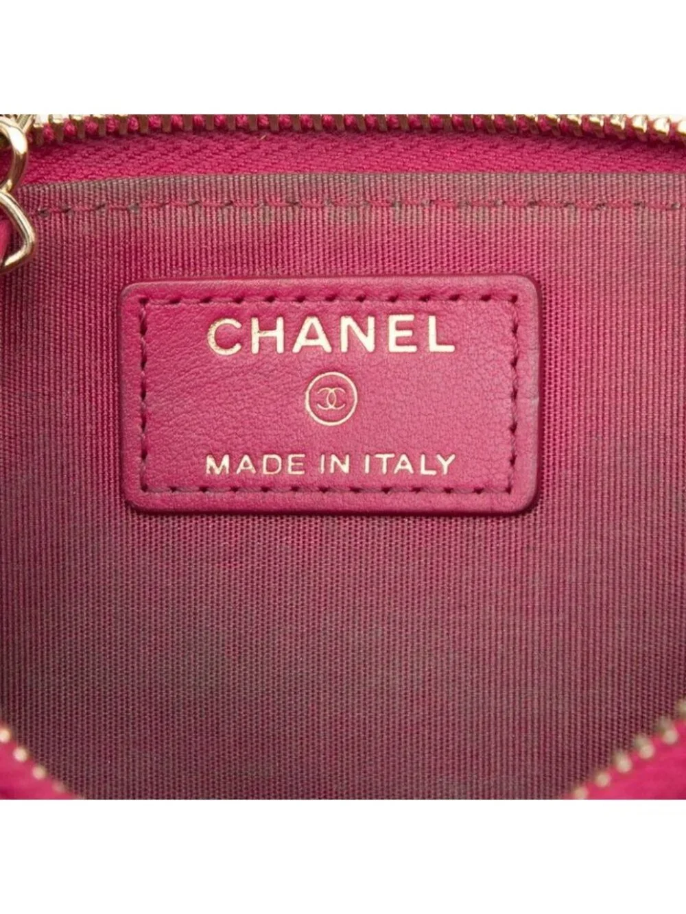 Chanel CC Logo Camellia No. 5 L-shaped Zipper Coin Purse Pink Leather